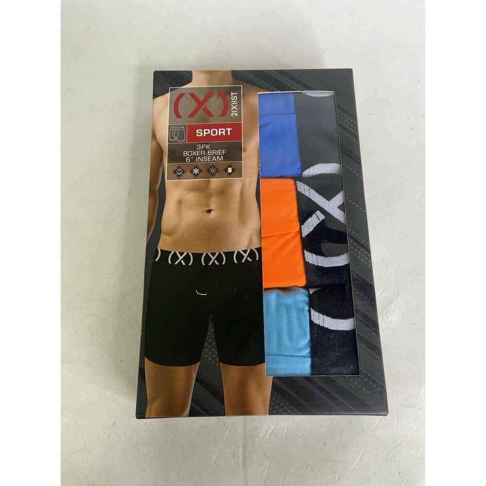 2XIST Sport Mesh 3 Pack Boxer Briefs 6in Inseam Underwear Mens Size L FLAWED